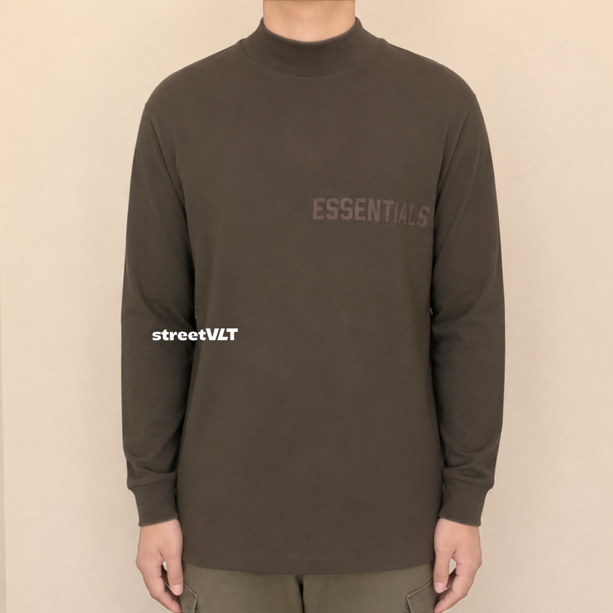 Essentials Off Black Long Sleeve Crewneck Tee