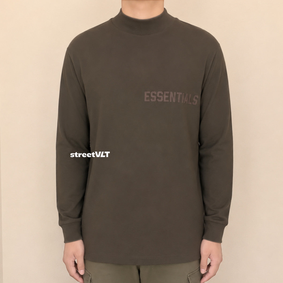 Essentials Off Black Long Sleeve Crewneck Tee