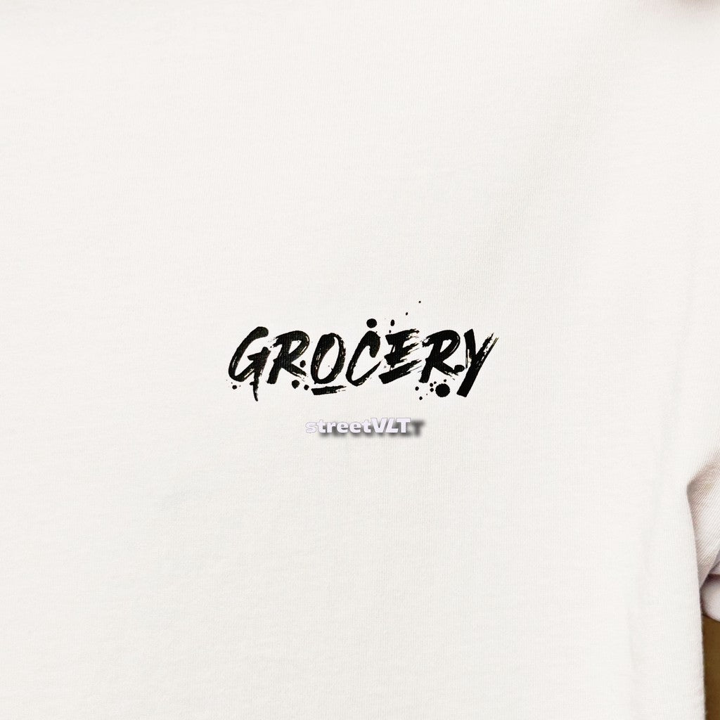 Gro Grocery Chinese Calligraphy Invoice White Tee