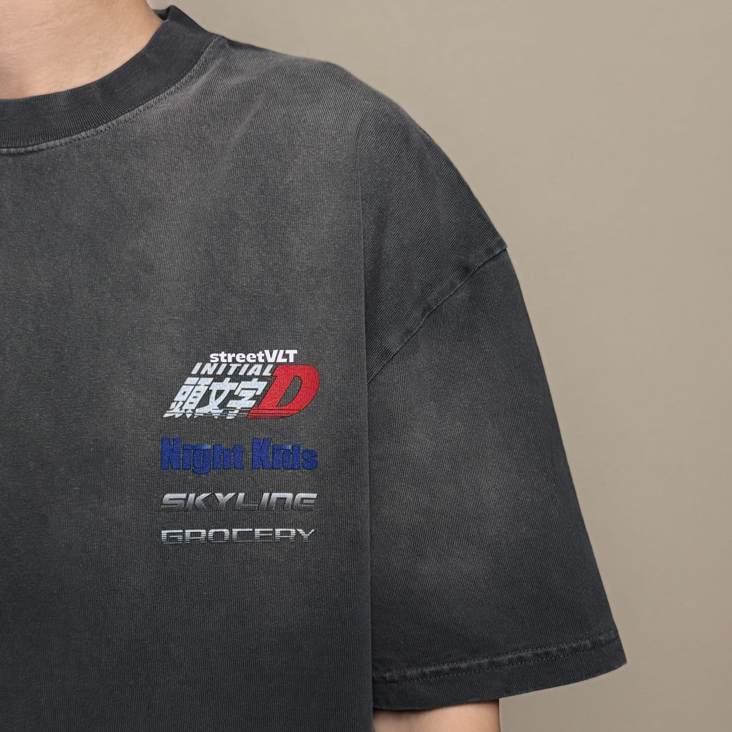 Gro Grocery Tarmac Initial D Skyline GT-R Washed Graphic Tee