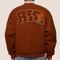 Ricky is Clown Swirl Bunny Wool Caramel Red Varsity Jacket