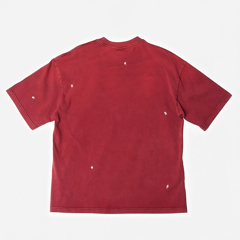 Doubleback Ripped Pocket Oversized Washed Red Tee