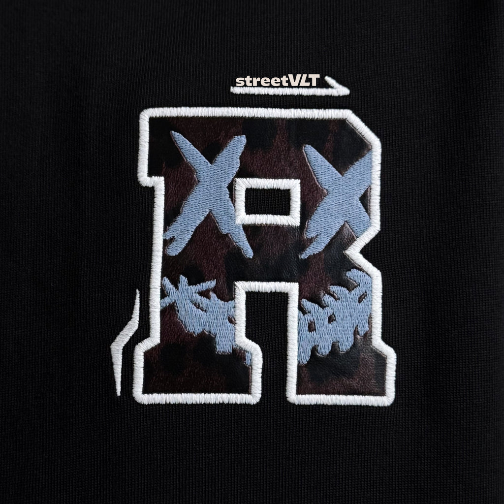 Ricky is Clown Shadow Claw Leopard Embroidered Leather Tee