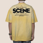 Gro Grocery X Scene Retro Logo Washed Faded Yellow Tee
