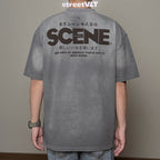Gro Grocery X Scene Retro Logo Washed Faded Grey Tee