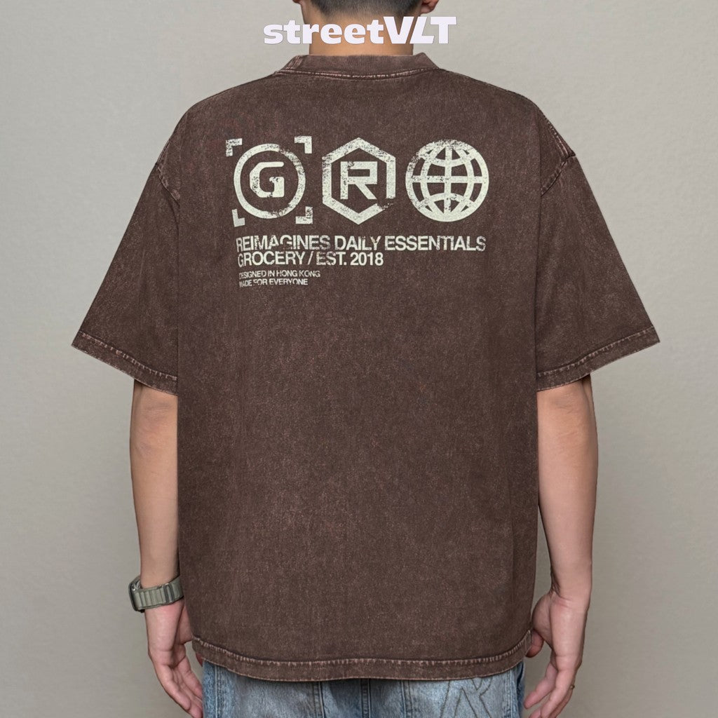 Gro Grocery Daily Essentials Washed Graphic Boxy Tee