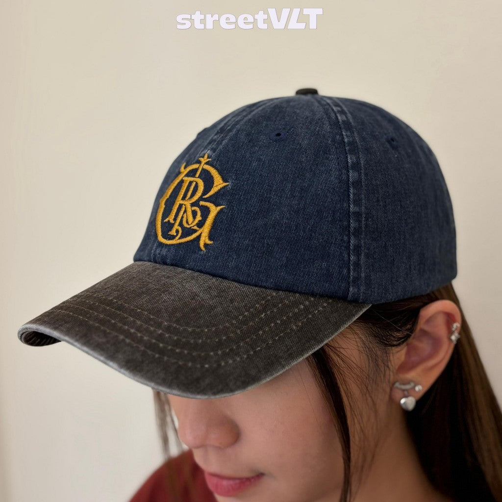 Gro Grocery Washed Two Tone College Logo Emberoidery Cap