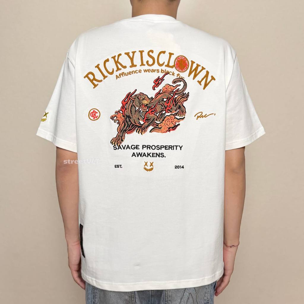 Ricky is Clown Fire Leopard Embroidered Tee
