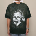 Gro Grocery Washed Einstein Graphic Faded Dark Green Tee